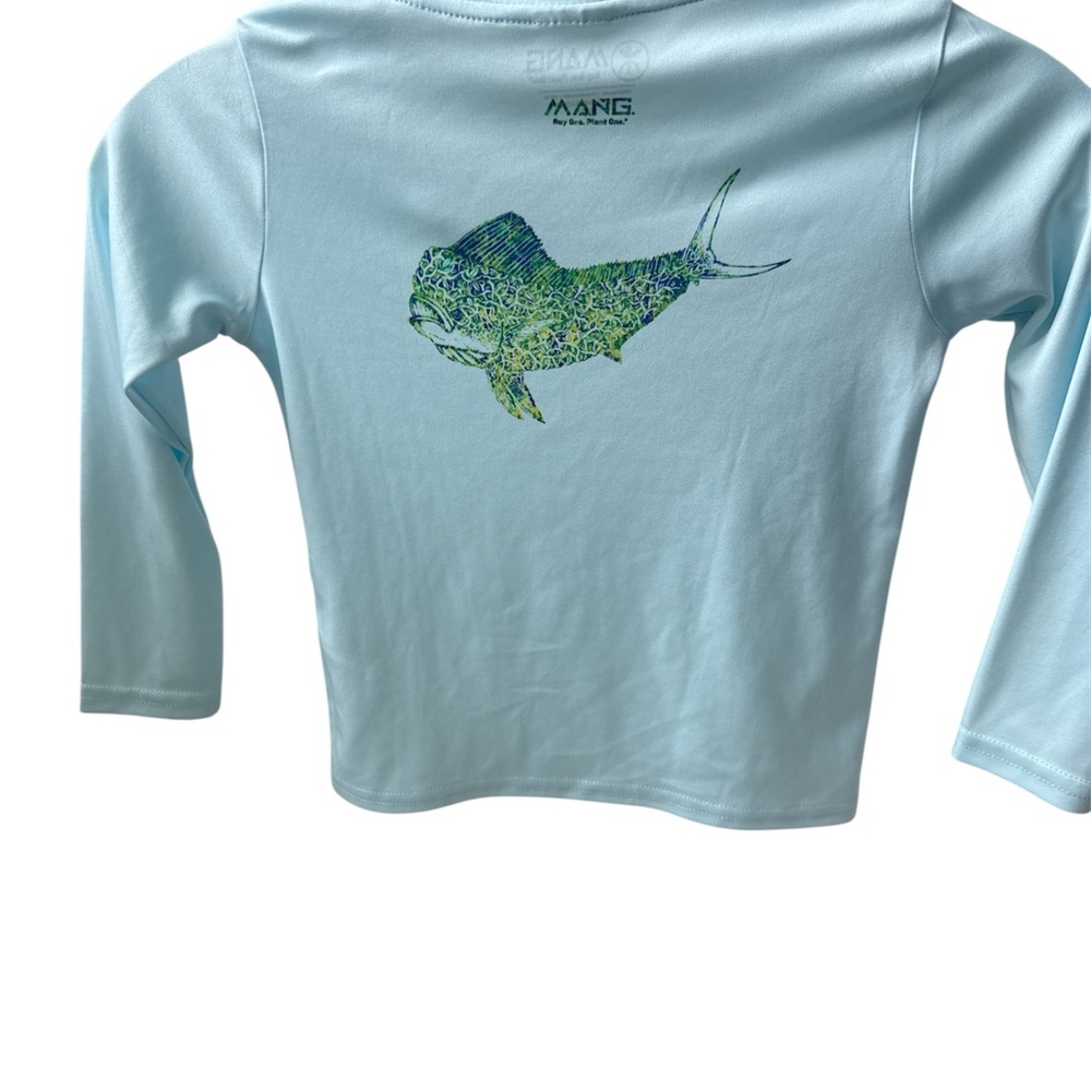 Kids Aqua Long Sleeve Tee with Fish Design